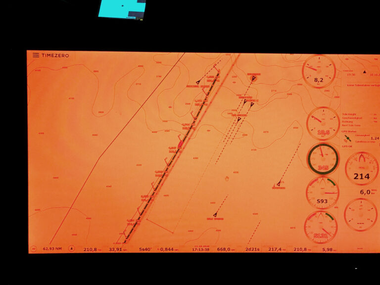 Our computer based navigation in the night - we can see the other ships by radar and AIS